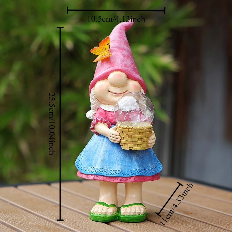 Garden Gnome Statue Outdoor Lawn Ornament Patio Lighting Creative Sculpture Gift Resin Elf Decoration Craft DIY Bonsai Figurines