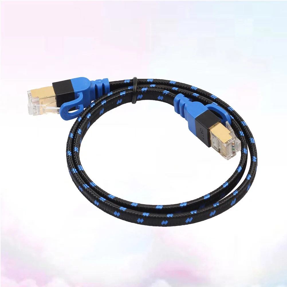 

1 Meter Cat7 Ethernet Cable Double Shielded Flat Lan Network Cable Braided Nylon 10Gbps For Router Nas Pc Server Poe Devices