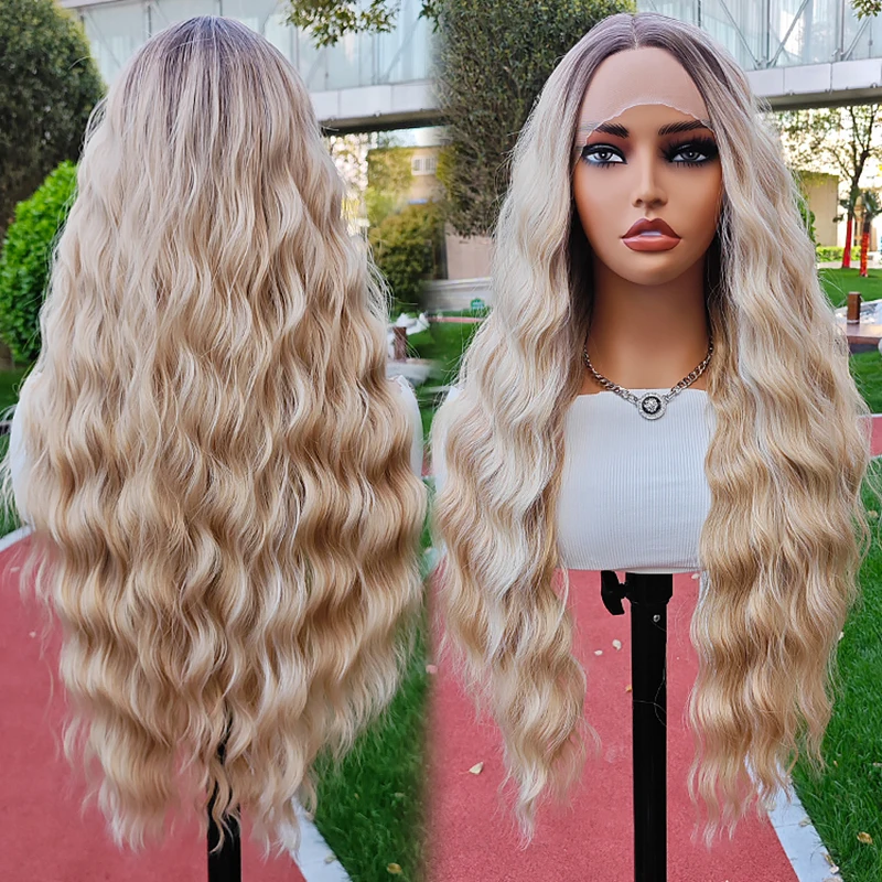 

Snowdrop Long Curly Synthetic Lace Front Wig Breathable Intranet Layered Hair Women's Wigs 30 Inches Blonde Colored