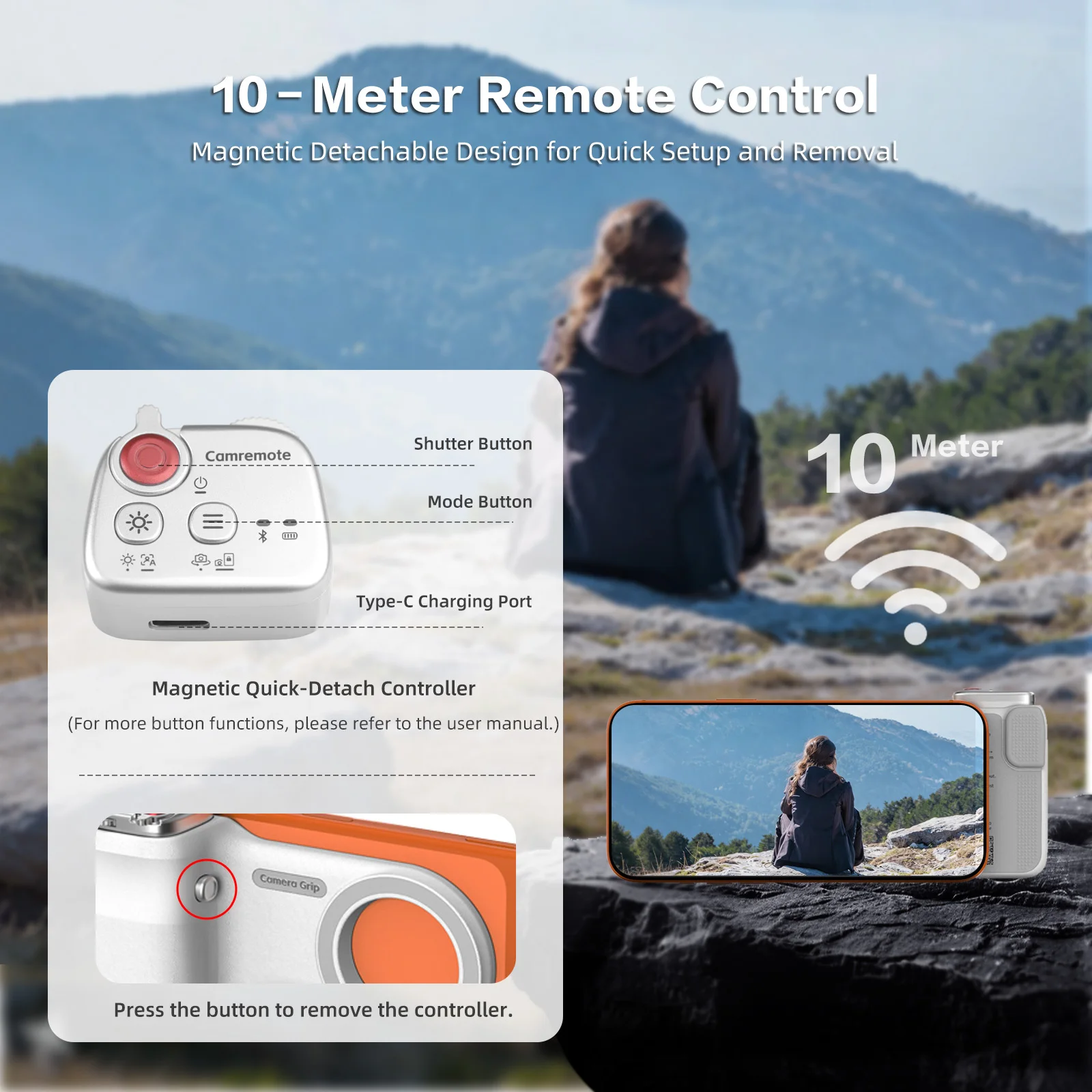 Hellodigi Magnetic Phone Camera Shoot Hand Grip Universal Smart Phone Holder Shooting Remote Control Handle for Iphone Andriod view 5