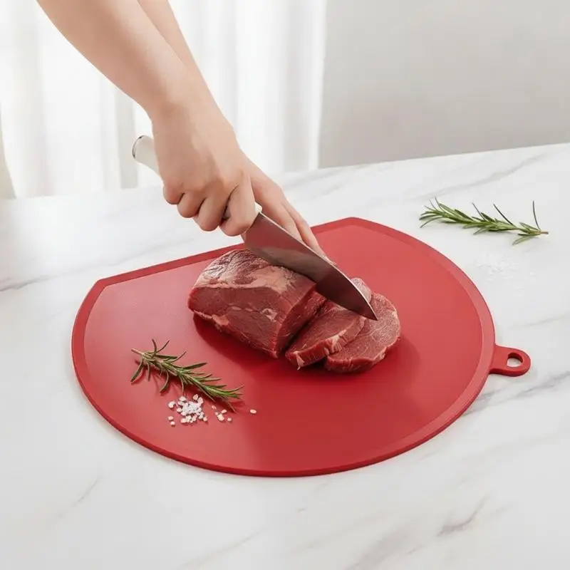 @*1Pcs Anti-Bacterial Anti-Mold TPU Cutting Board Semi-Circular BPA Free Kitchen Tool for Vegetable Fruit Meat Slicing