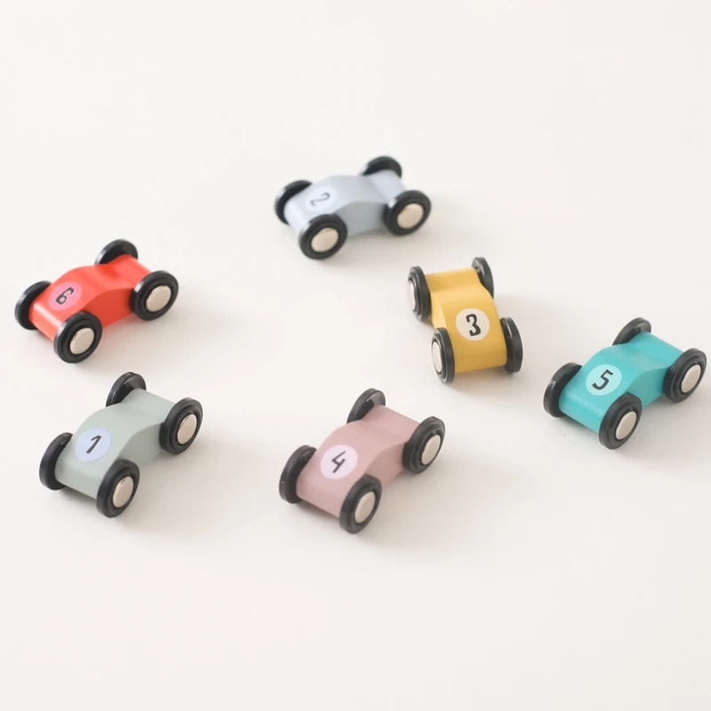 Baby Houten Speelgoed Montessori Onderwijs Blokken 6Pc Race Speelgoed Voor Kinderen Houten Puzzel Auto Speelgoed Cartoon Baby Houten Blokken Speelgoed