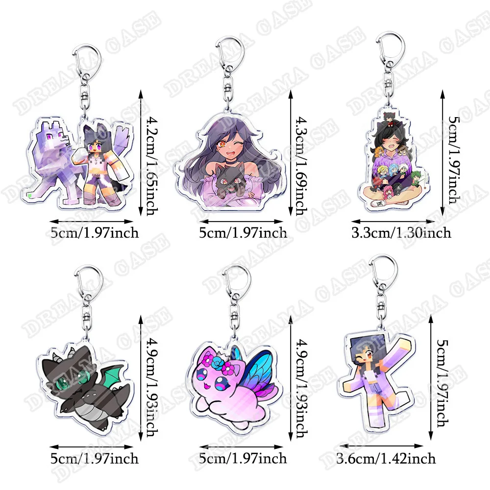 Bonito dos desenhos animados aphmau chibi acrílico chaveiros anel dupla face chaveiro jóias fã amor presentes
