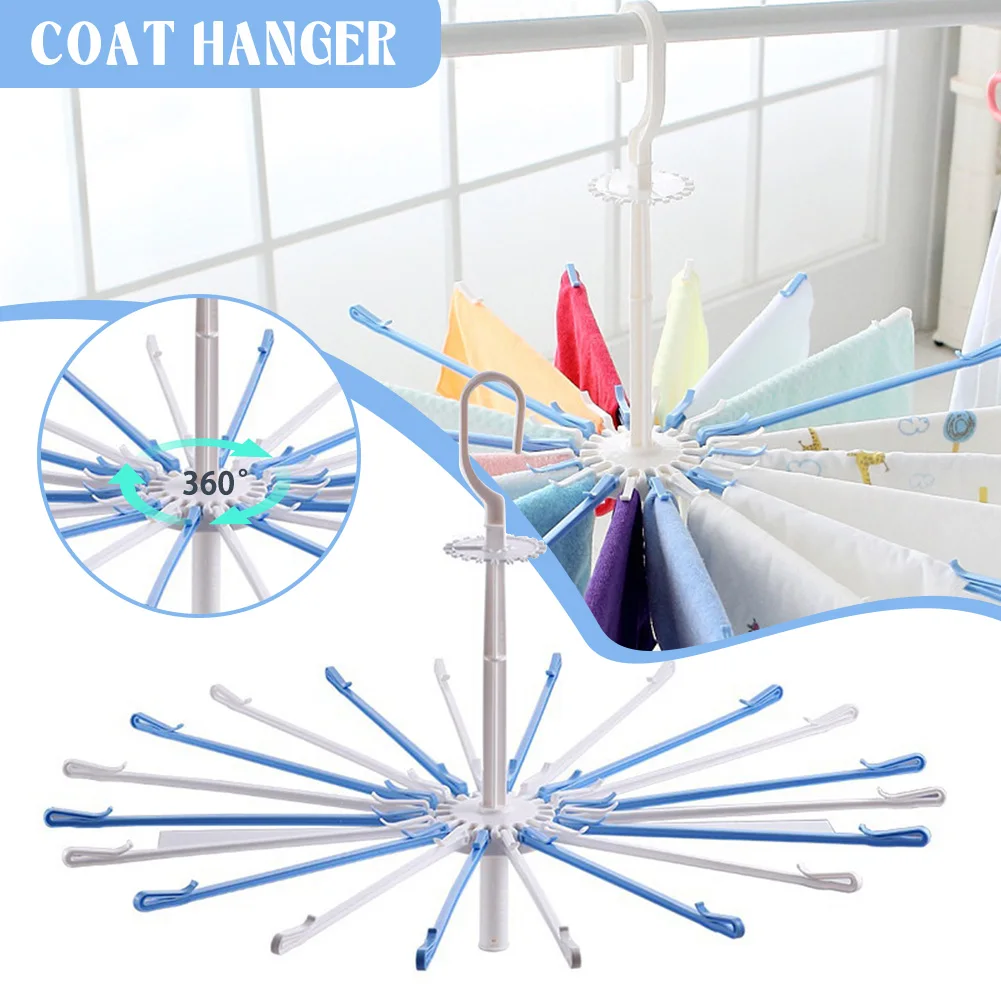 Multifunctional Umbrella Drying Rack,Baby Diaper Hanging Clothes Hanger with Windproof Clip, Home Foldable Racks for Towel Socks