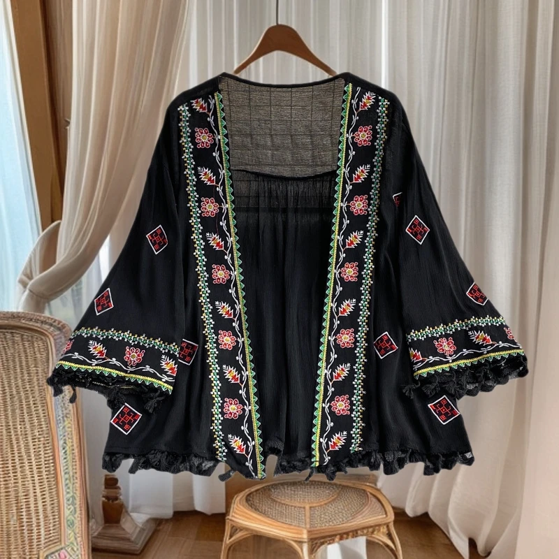 

Spring Autumn French High-end Women's Dress New Lace Embroidery V-neck Lantern Sleeves Single Breasted Party Birthday Dress
