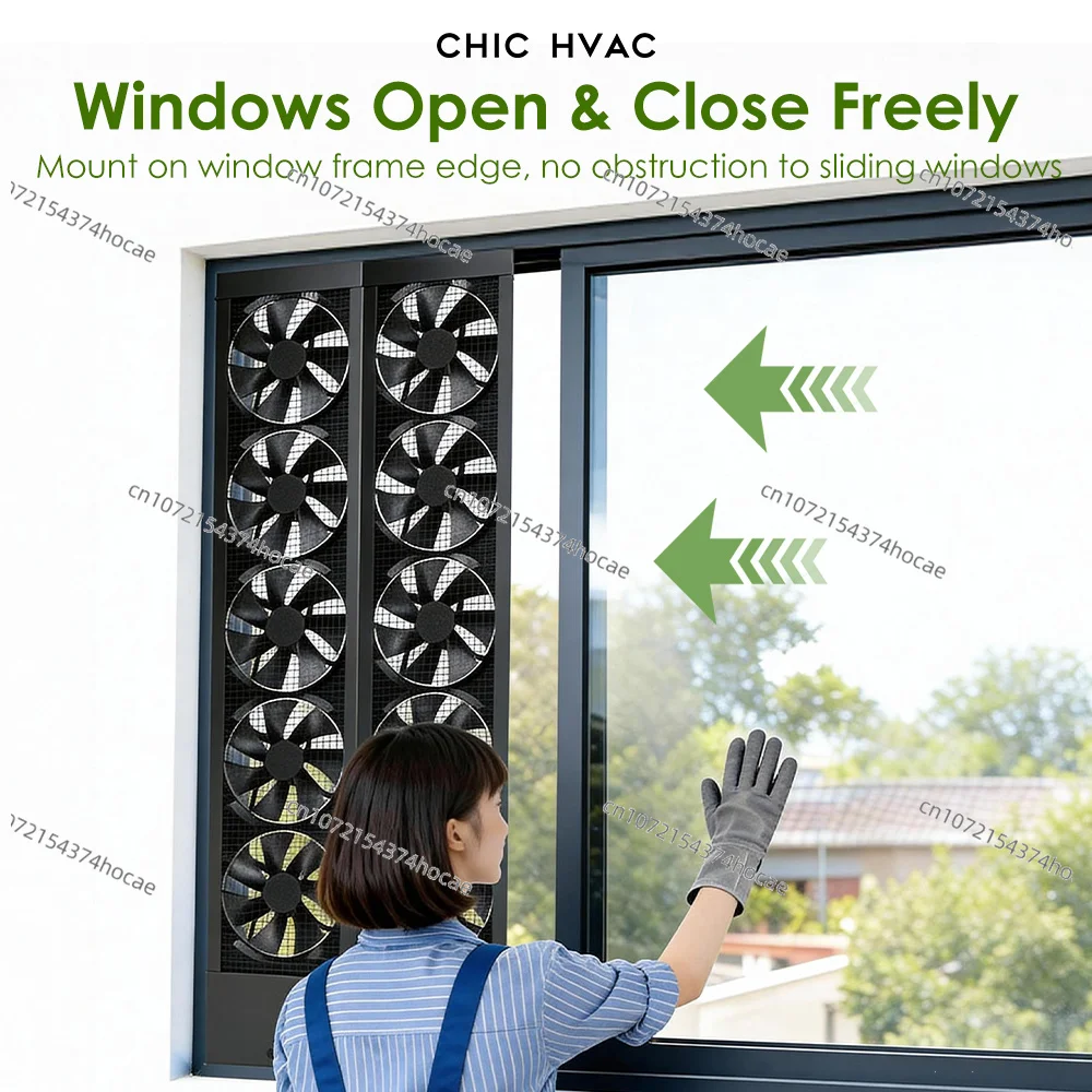 All Weather Vertical Window Fan Sliding Windows High Airflow Conservatory Cross Ventilation Detachable Quiet Spring Frame