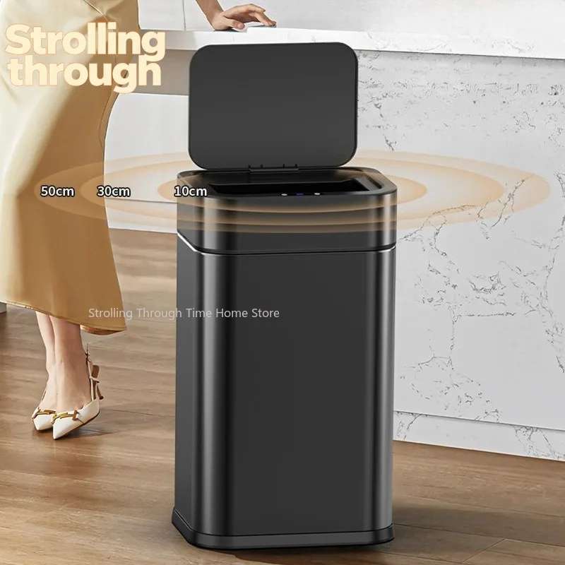 

360° Fully Intelligent Sensor Trash Can Creative Rectangle Waterproof Waste Bins Luxury Household Cleaning Tools Accessories