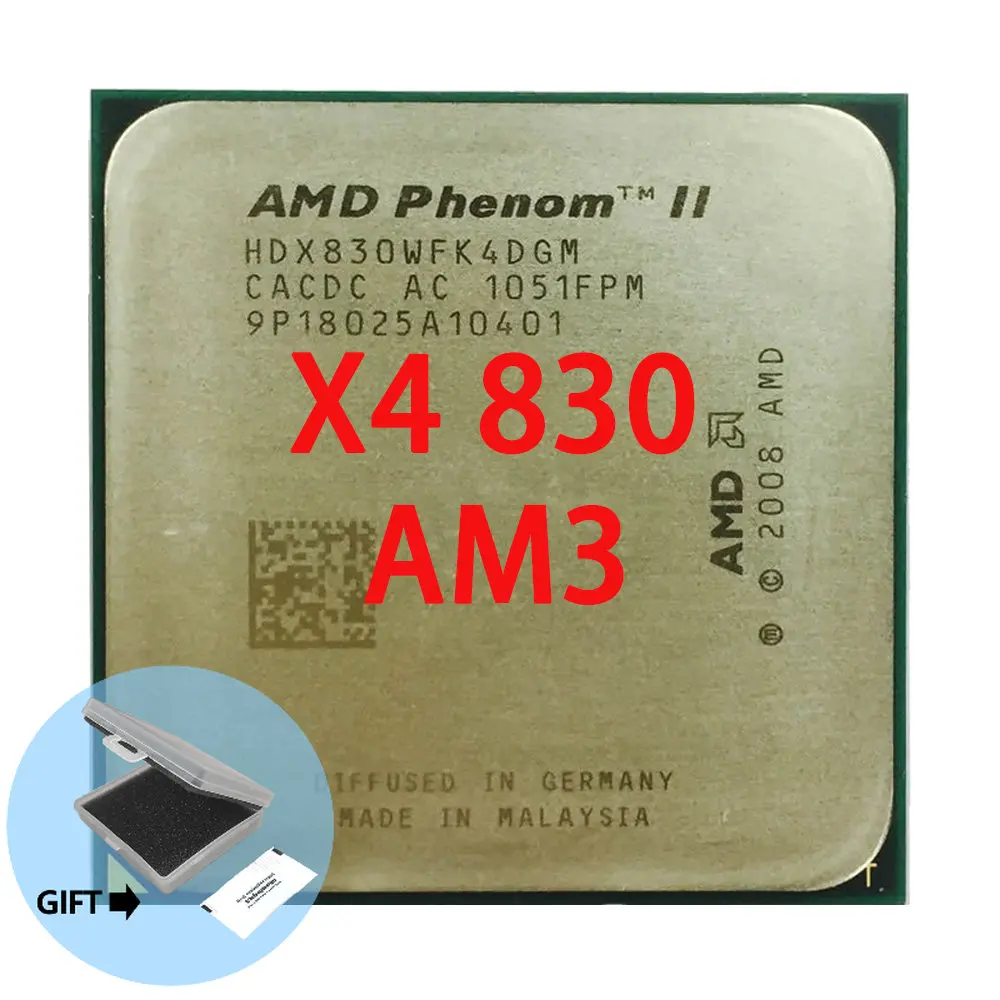 

AMD Phenom II X4 830 2.8 GHz Quad-Core CPU Processor HDX830WFK4DGM Socket AM3