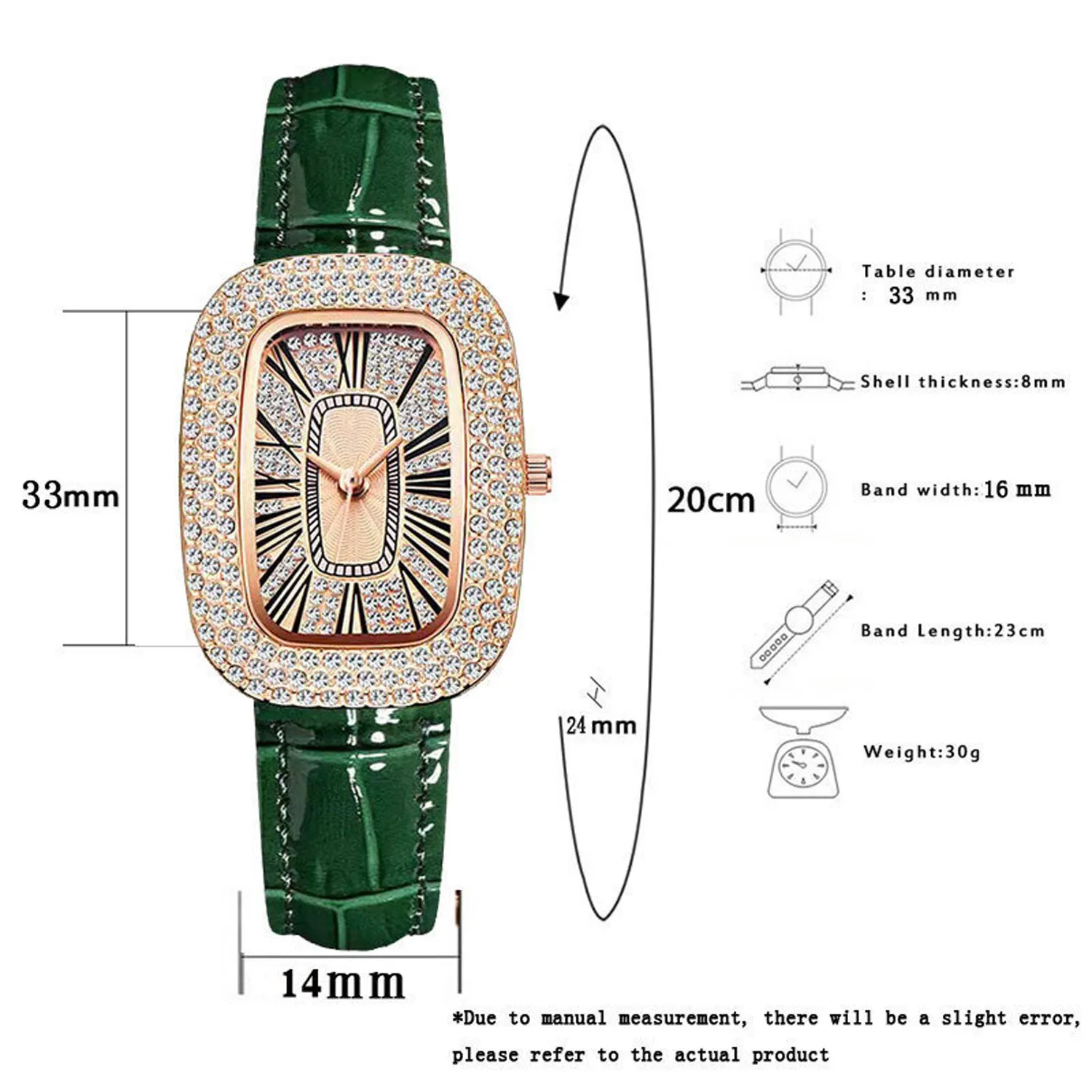 Ladies\'S Watches Small Wrist Leather Strap Watch Fashion Diamond Watch Roman Numeral Battery Watches Temperament Versatile Watch