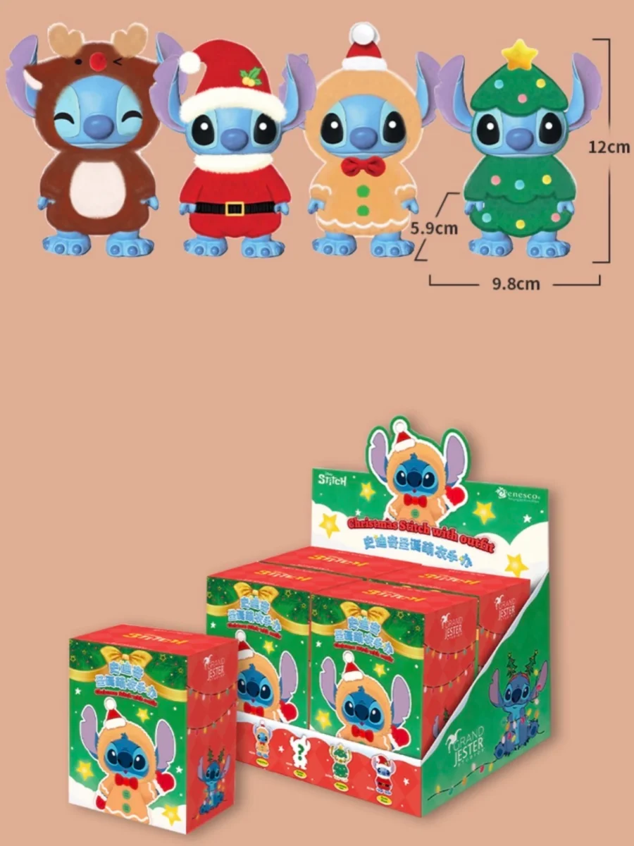 

Disney Stitch слепая коробка Рождественский стежок с нарядкой серии аниме фигурка Kawaii Stitch Коллекция Модель Детские рождественские подарки