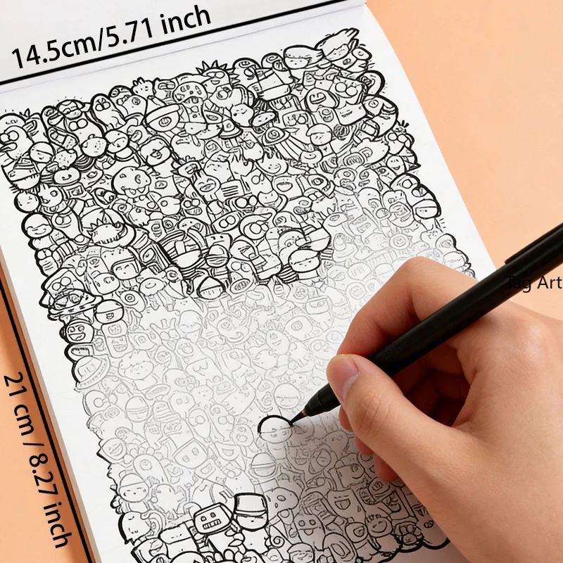 Adult Meditation and Concentration Hand Drawn Graffiti Book, Panoramic Scene Coloring Book, Line Drawing Coloring Brochure