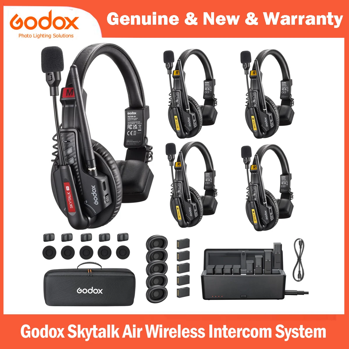 

GODOX Skytalk Air 2.4G Full-Duplex Wireless Intercom System for Group Communication with Noise Free Design 20H Battery Life