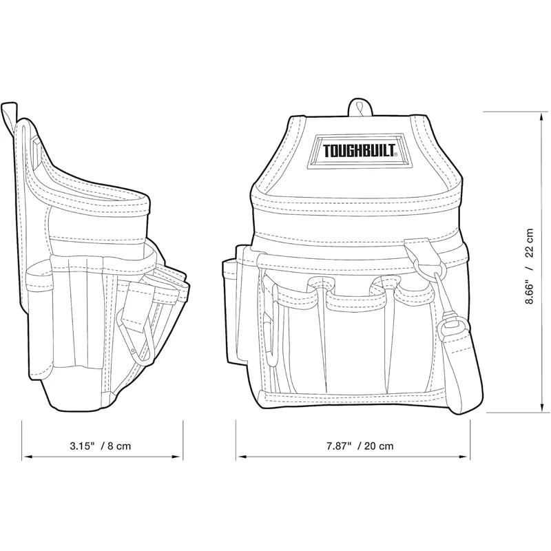 TOUGHBUILT TB-229 Electrician Pouch Polyester Wear Resistant Tool Storage Portable With Soft Padded Waist Belt ToolBag