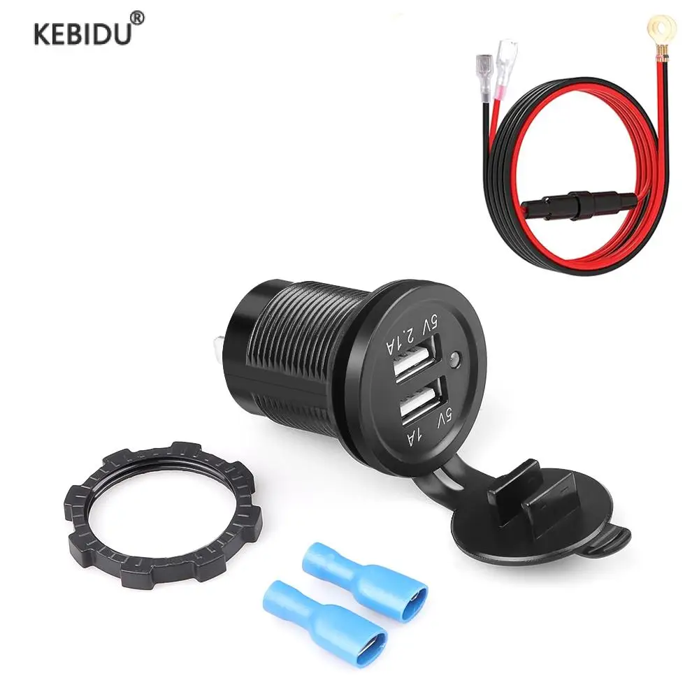 

KEBIDU Car Charger Socket 3.1A Dual USB Fast Charging Power Outlet Adapter Waterproof for Motorcycle Truck RV Boat