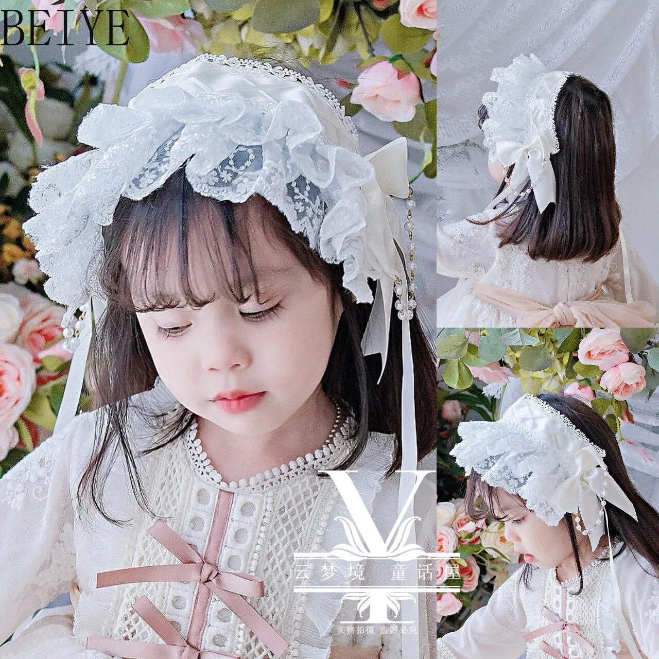 女の子用アクセサリー-ロリータスタイル-レースリボンヘッドバンド-キッズヘッドウェア-マッチングプリンセスヘアクリップ-新着-ベビーガールヘッドバンド