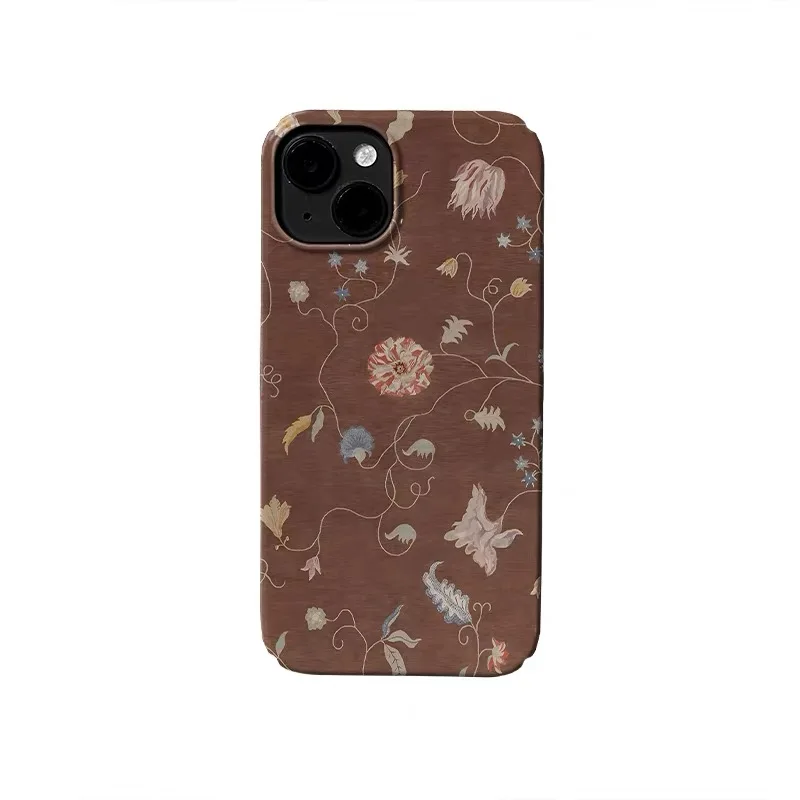 

Чехол для телефона с иллюстрированными цветами шоколадного цвета для IPHONE 17 Air 16E 15 PROMAX 14 Plus 13 12 MINI 11 XR SE, акриловый чехол для телефона