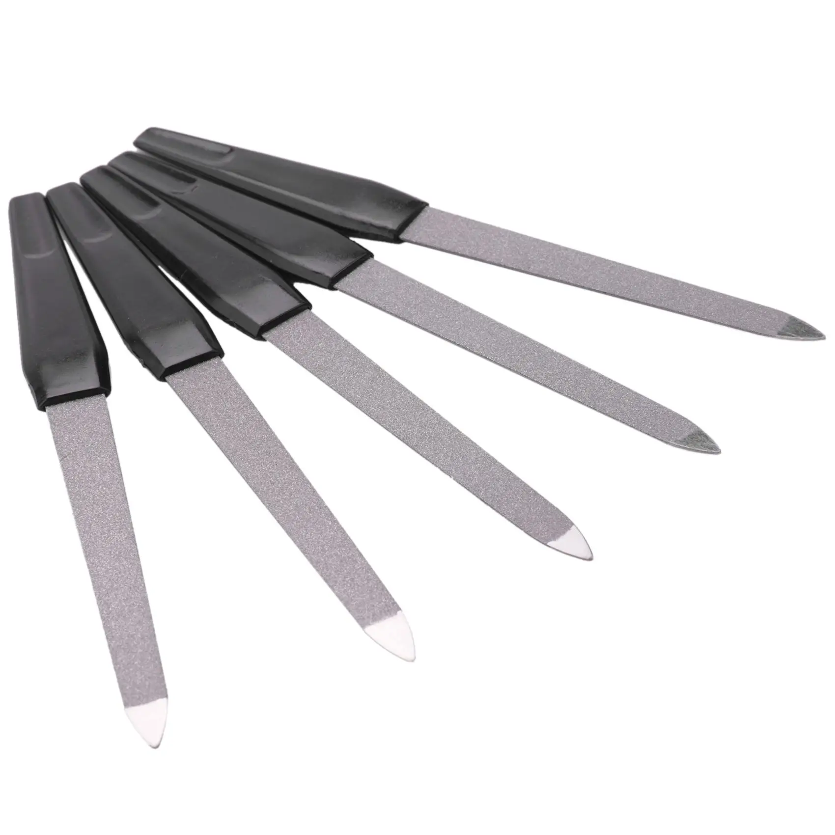 PHFU-5 шт., металлические двухсторонние пилочки для ногтей с пластиковой ручкой, профессиональная пилочка для ногтей, инструмент для маникюра и педикюра своими руками