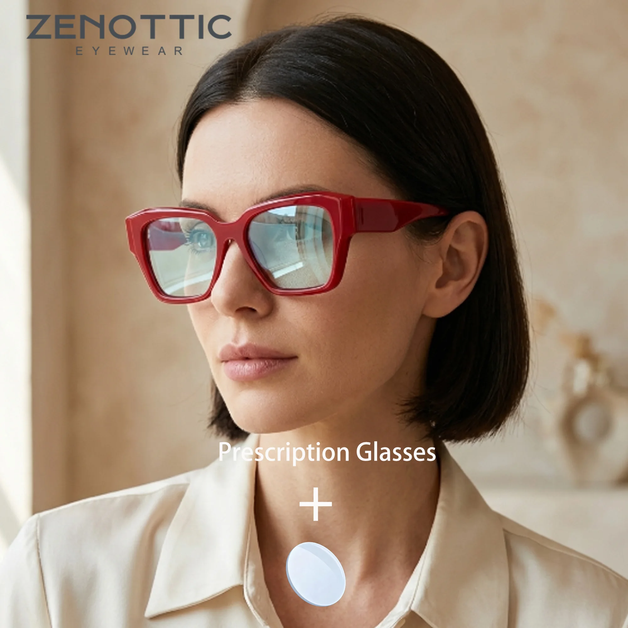 ZENOTTIC Women M Size Butterfly Acetate Prescription Glasses Reading Vision Correction Graduated Myopia Dafocal Simple Eyewear