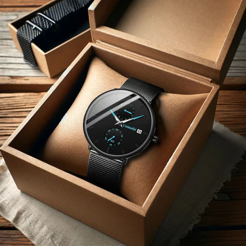 

New men's watch with business style and trendy design, novel, simple and handsome, luminous calendar, men's quartz watch