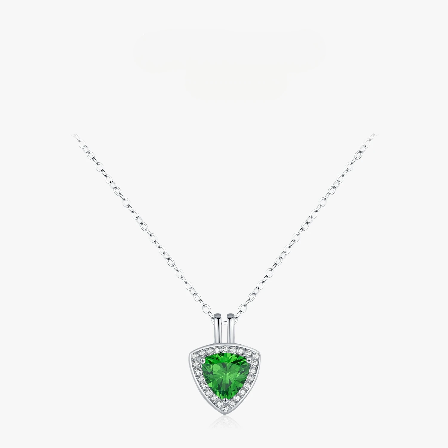 

Dawn's Jewel S925 Sterling Silver French Retro Exquisite Emerald Gemstone Full Diamond Geometric Pendant Necklace For Women