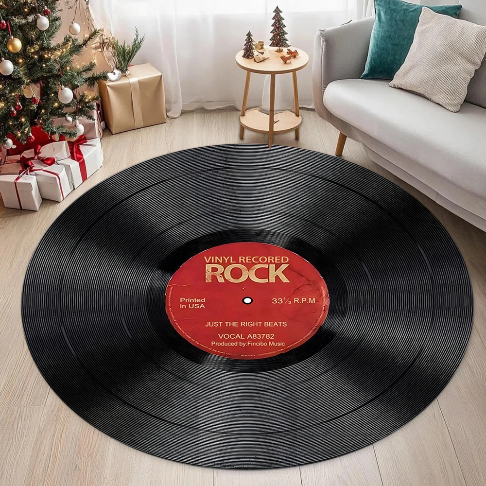 Classical Music Vinyl Record Round Rug Soft Carpet for Living Room Chair Decoration Children's Play Crawling Floor Mat