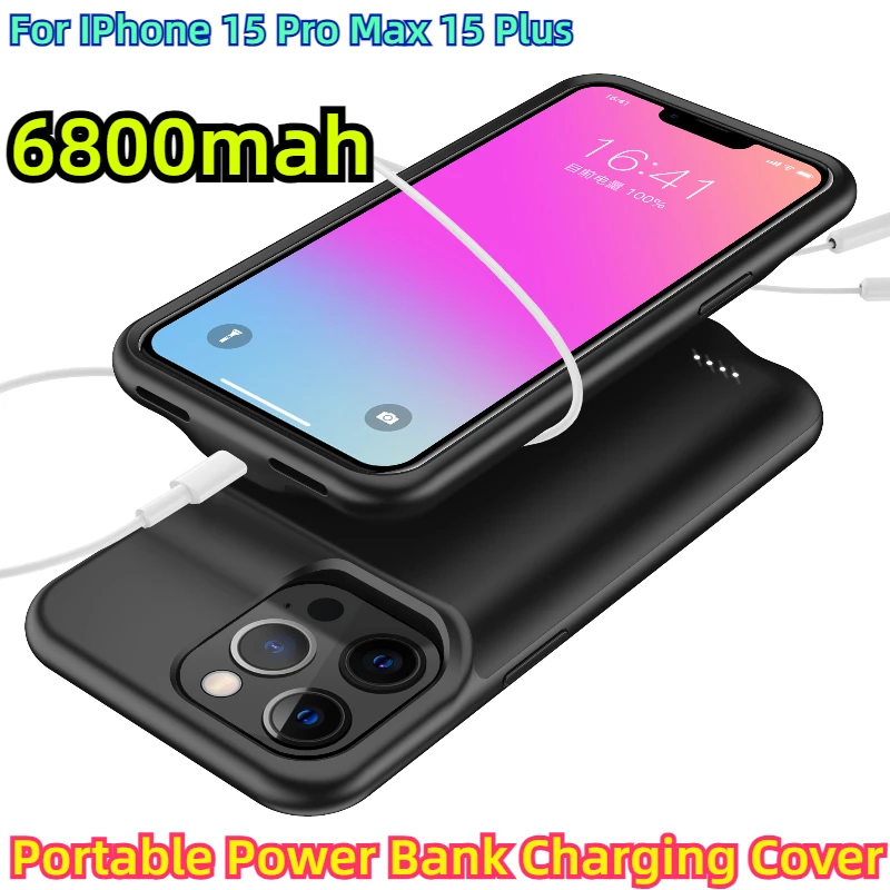 For IPhone 15 Pro Max 15 Plus Portable Power Bank Charging Cover for IPhone 15 Pro Spare Battery Smart Battery Charger Case