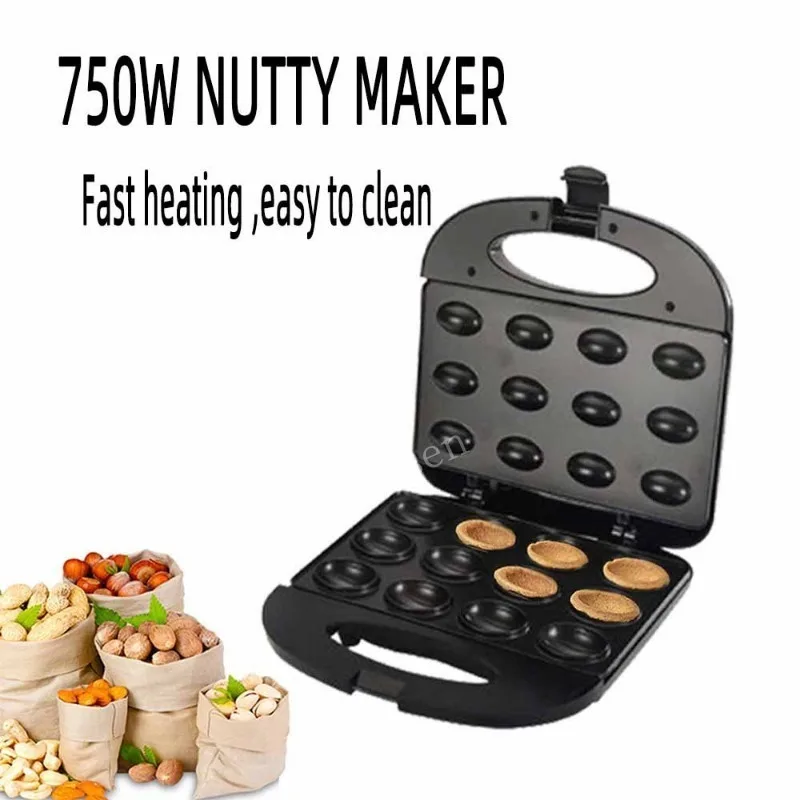 Electric Walnut Cake Waffle Maker With Nuts 12 Holes Cooking Kitchen Biscuits Making for Baking Business Nuts Waffle