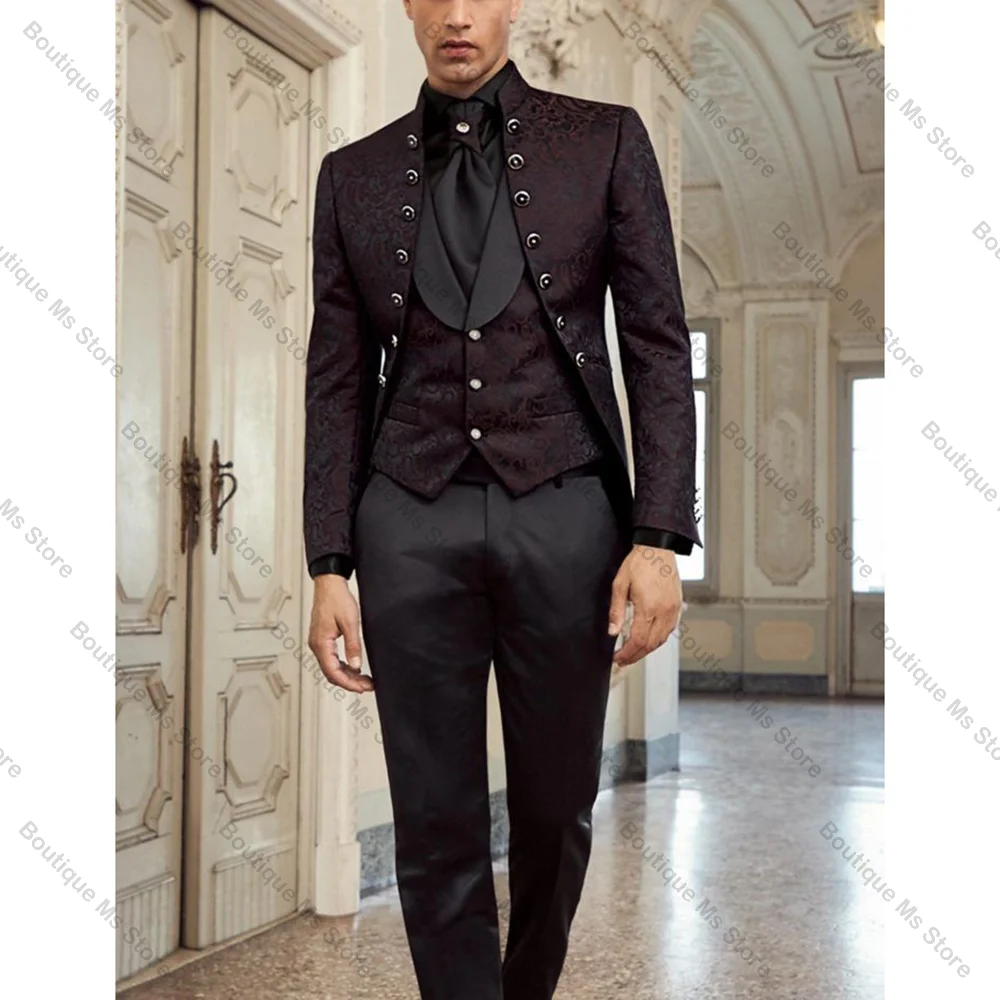 

Luxury Men Suit Double-breasted Peak Lapel 3 Pieces(Jacket+Pants+Vest) Male Formal Wedding Party Set