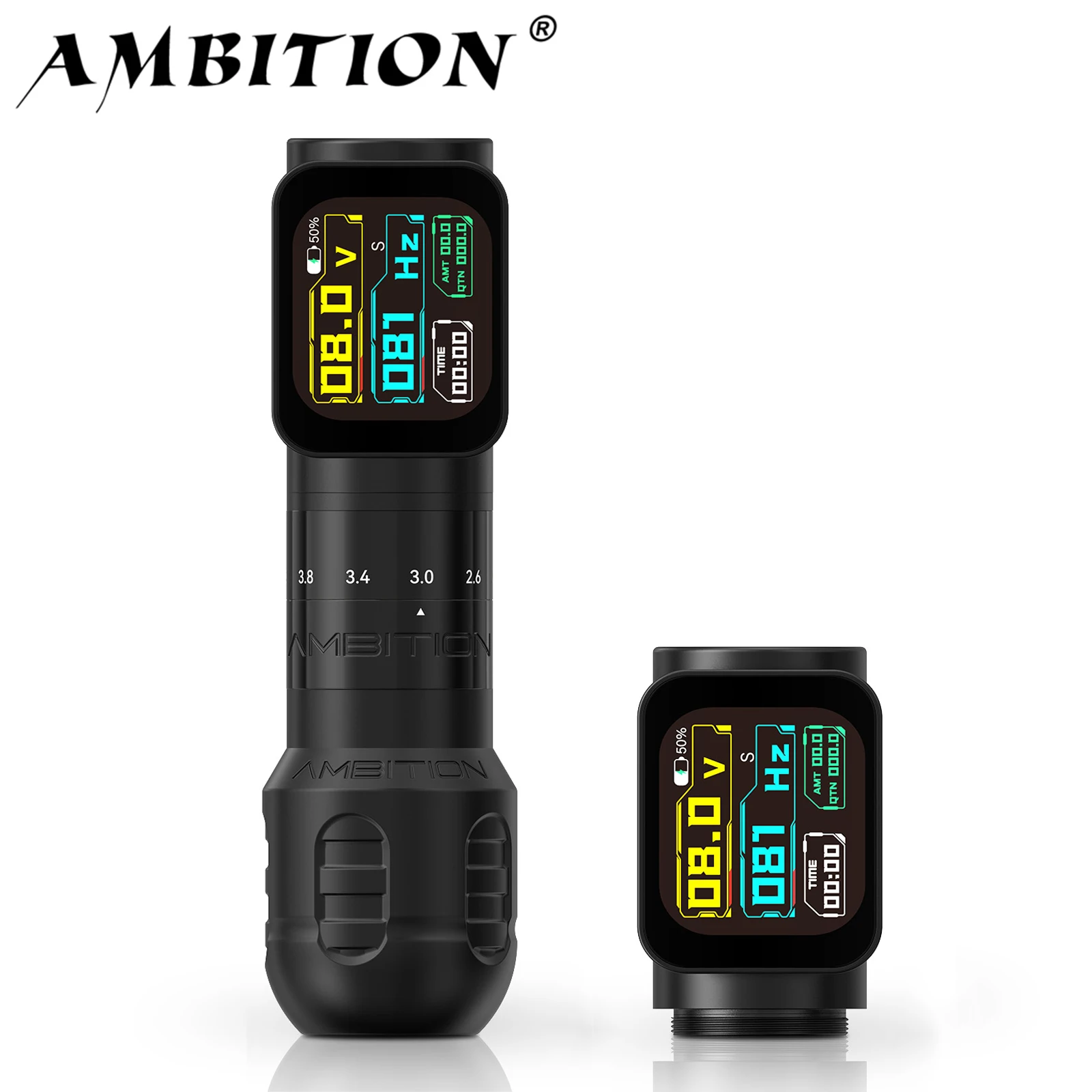 

Ambition Seher Pro 2,2-4,2 мм, ручка для татуировки с регулируемым ходом, беспроводная машина для татуировки, аккумулятор 2400 мАч, двигатель без сердечника, ручка 42 мм + 34 мм