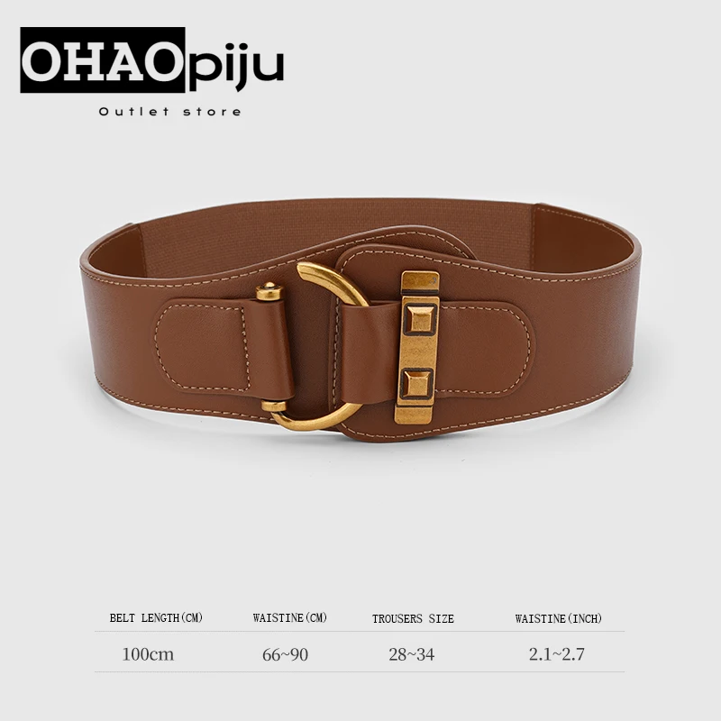 2024 New Luxury Ladies Wde Belt Elastic Vintage Buckle Leather Wide Fashion  Belt Fee Shipping Women\'s Belt Waist seal Belts