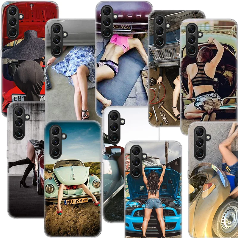 Beetle Car Sexy Beauty Car Maintenance Phone Case Samsung A02S A03S A13 A23 A33 A52S A12 A22 A32 Galaxy A51 A71 A41 A21 A31 A53