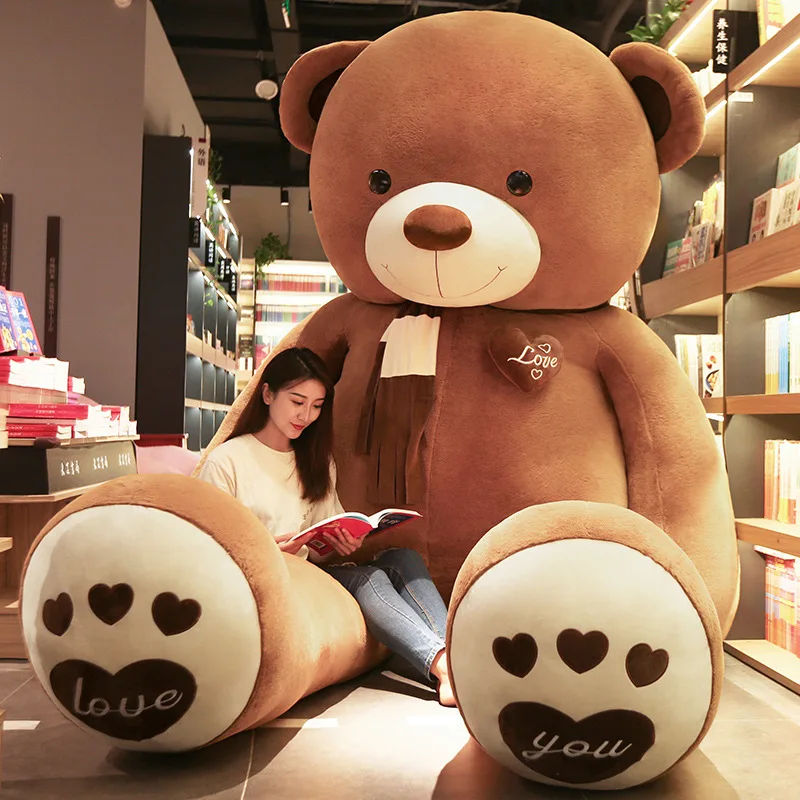 80-200cm Giant Skin Plush Toy Soft Big Animal Love Scarf Bear Empty Cushion Pillow Boys Doll Girl Gifts