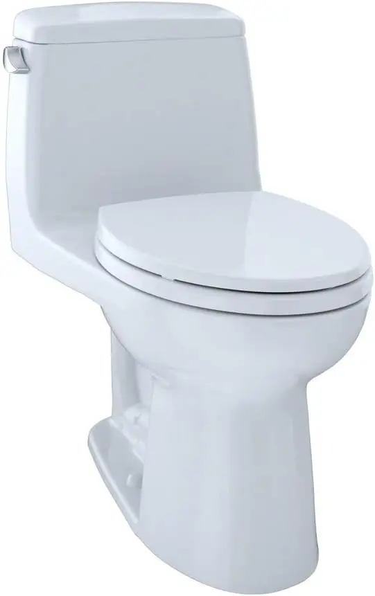 Eco Ultramax ADA Elongated One Piece Toilet Cotton White 2-1/8-Inch Computer Designed Fully Glazed Trapway