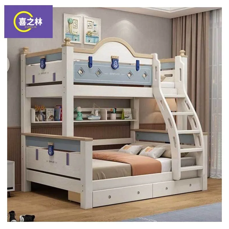 Children's bed boys and girls high and low bunk two layers mother and child cherry wood solid wood 3