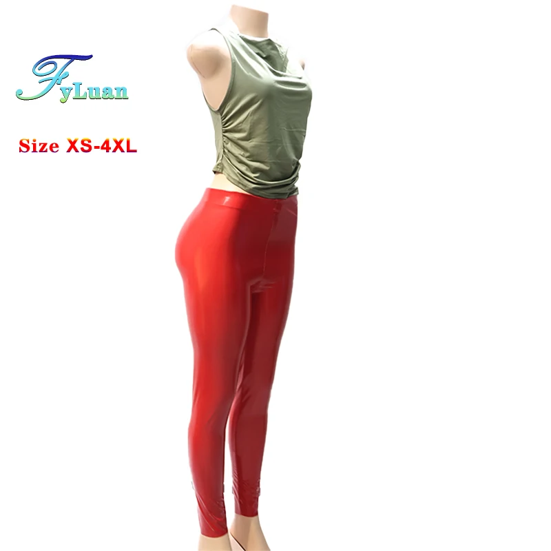 Leggings magros calças lápis calças finas brilhantes calças de yoga para o sexo feminino sexy pele amigável legging apertada calças tamanhos grandes XS-4XL