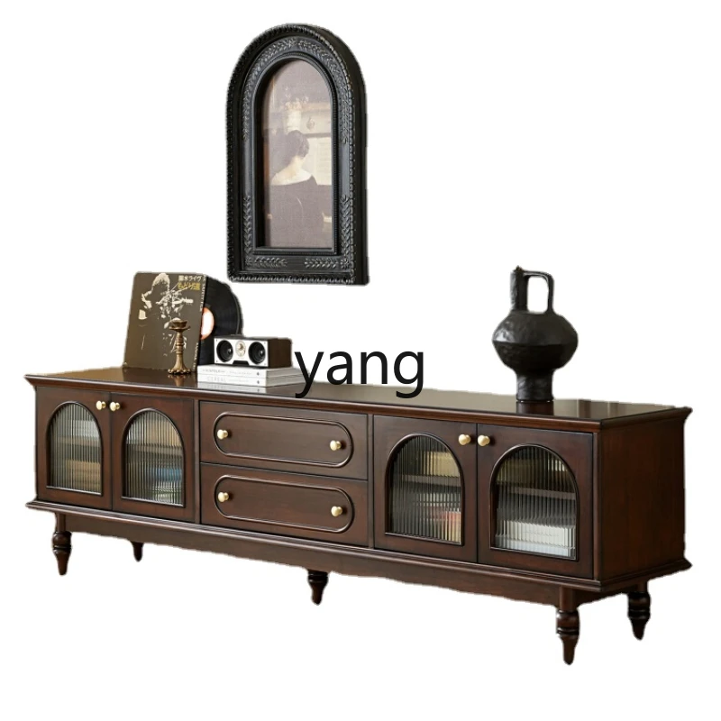 

CX TV Cabinet and Tea Table Combination Living Room Home Light Luxury Solid Wood Country Retro Modern Minimalist Floor Cabinet