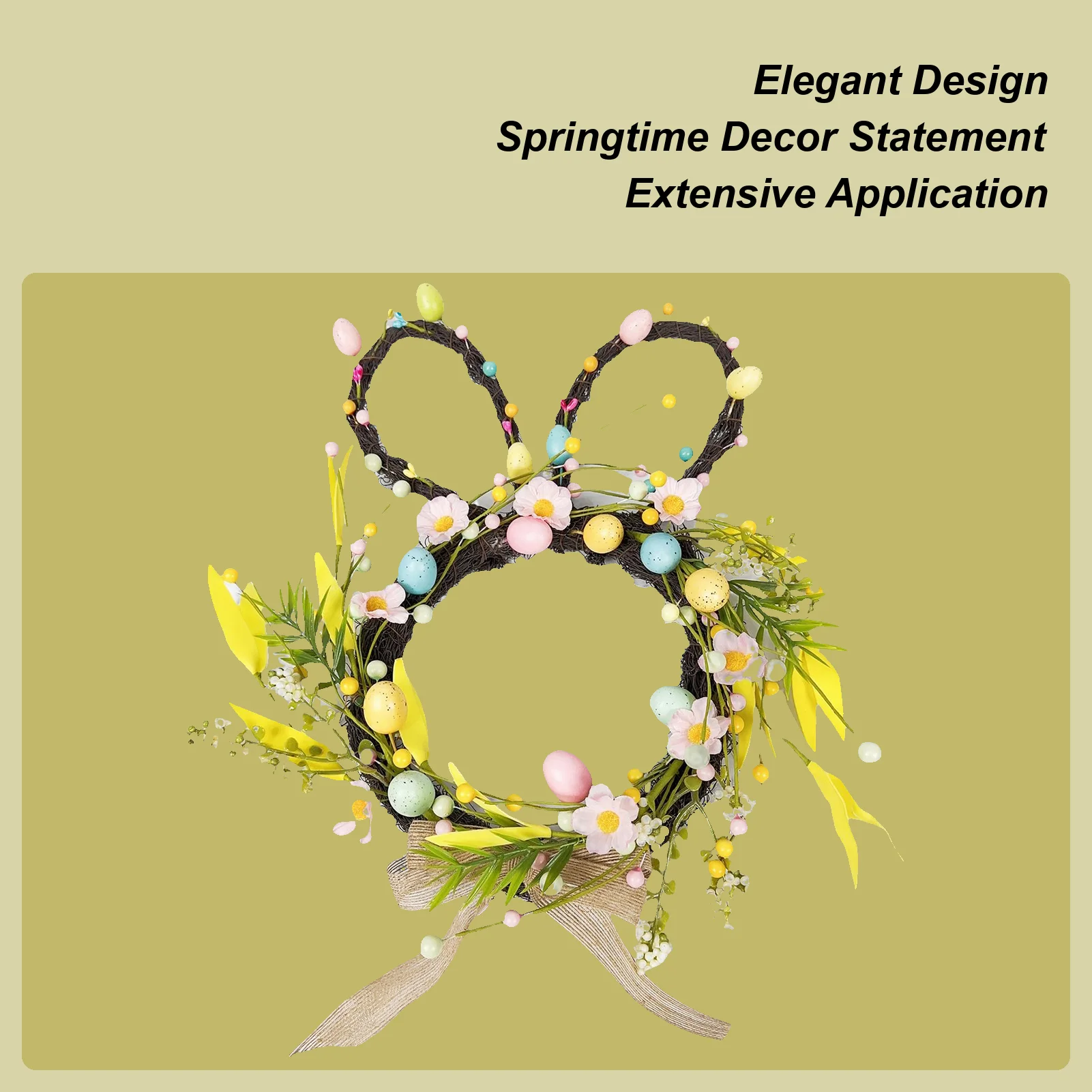 

Пасхальные венки с кроликом для входной двери, искусственные ягоды, яйца, цветочные украшения, пасхальный венок с кроликом для входной двери, для улицы