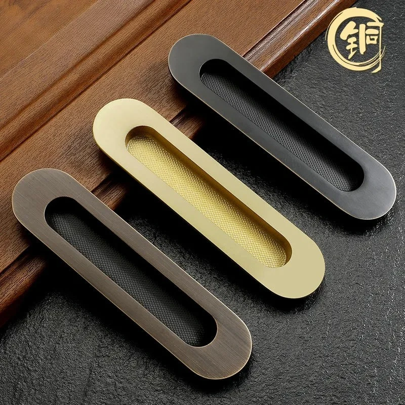 Embedded Opposite Handle Concealed Sliding Door Handle for Wooden Doors Invisible Flush Pull Hardware