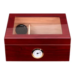 Cigar Humidor Box Cedar Wood Handmade Organizer With Hygrometer Case Divider Large Capacity Hold 50 Cigars Men Gift