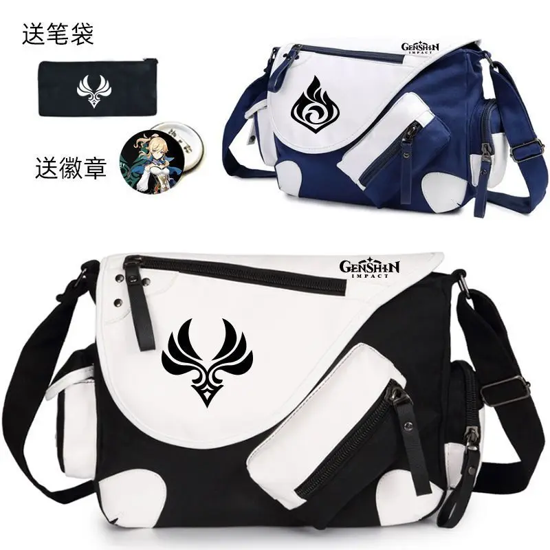 Game Peripheral Backpack Genshin Wind Element Anime Style Unisex Multifunctional School Travel Crossbody Shoulder Bag ANI