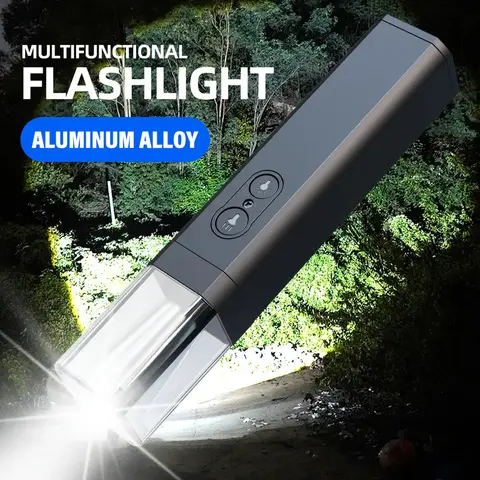 LED 알루미늄 합금 손전등, 5단계 조절 가능, 휴대용 캠핑 라이트, 내장 리튬 배터리가 있는 자기 수리 라이트