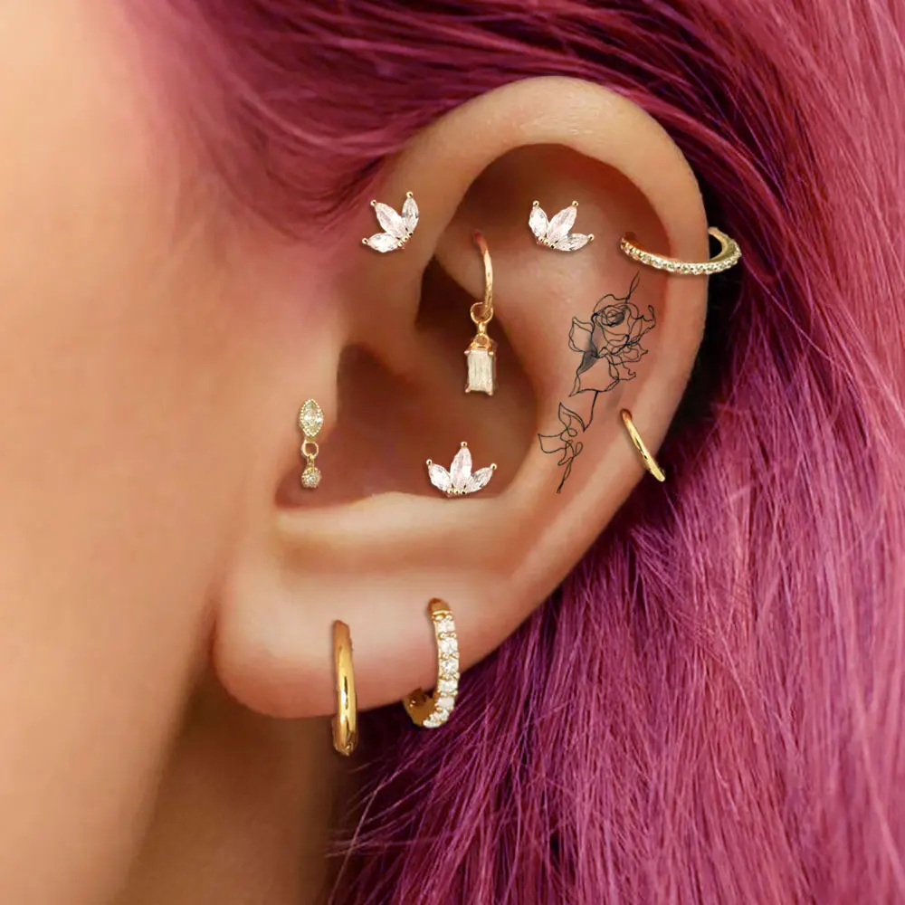 Helix Tragus Piercing Ohrring Für Frauen Zirkon Knorpel Piercing Tropfen Ohrring Ohr Hoop Edelstahl Rook Lappen Schmuck Geschenk
