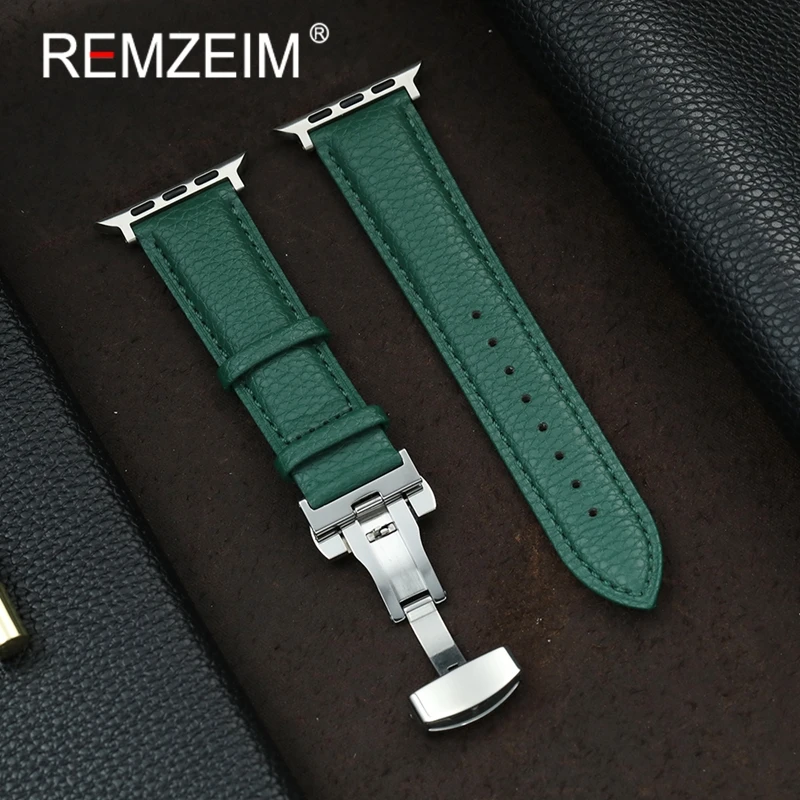 

Lichee Pattern PU Leather Wrist Band for Apple Watch 11-1 Ultra SE 3 2 Strap for Iwatch 38/40/41/42/44/45/46/49mm Bracelets