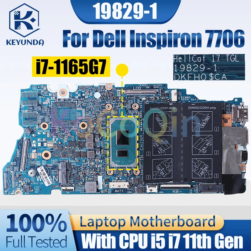 

19829-1 For Dell Inspiron 7706 Notebook Mainboard 0WX48 0NH21K SRK05 i5-1135G7 SRK02 i7-1165G7 Laptop Motherboard Full Tested