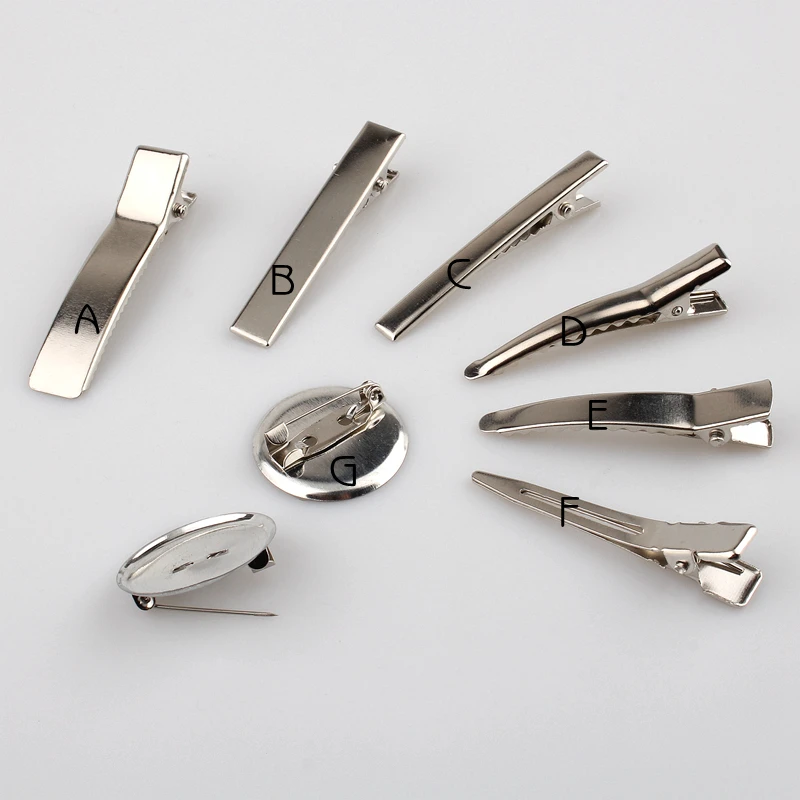 

100pcs/lot Silver Hair Ornaments/Girls Hair Accessories/Hair Clips/Corsage Metal Prong Alligator Hairgrips/Brooch