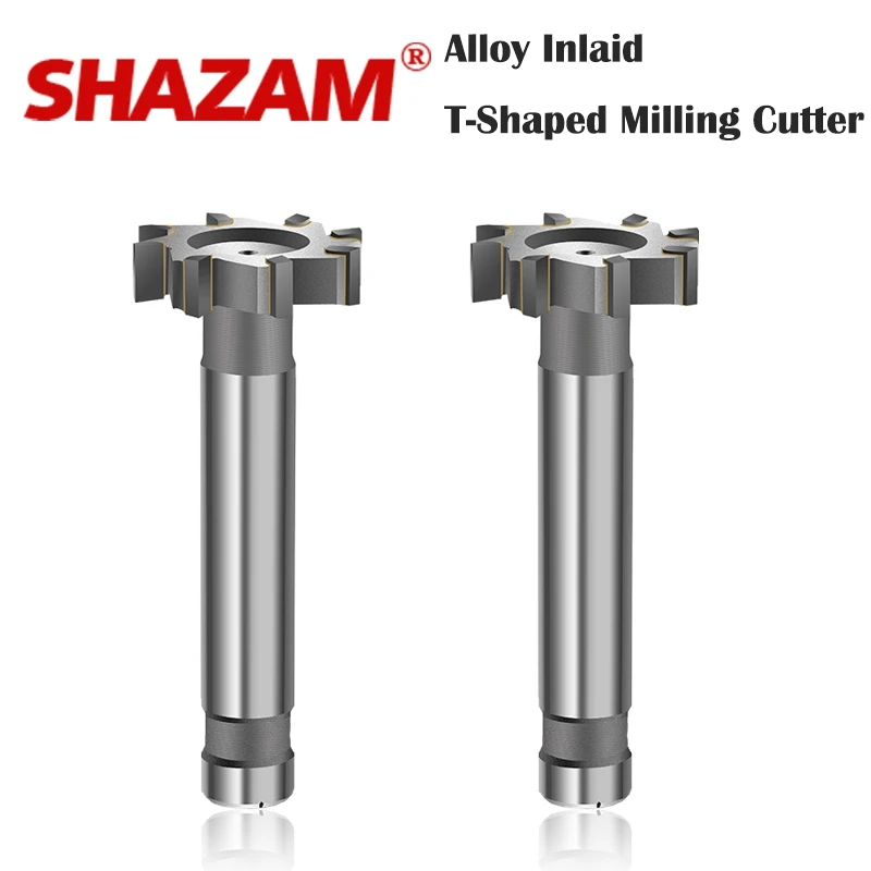 SHAZAM YG8 Alloy T-Slot Milling Cutter Tungsten Steel Rough Inserted Straight Shank For Hardness Metal Keyway Endmills Tools