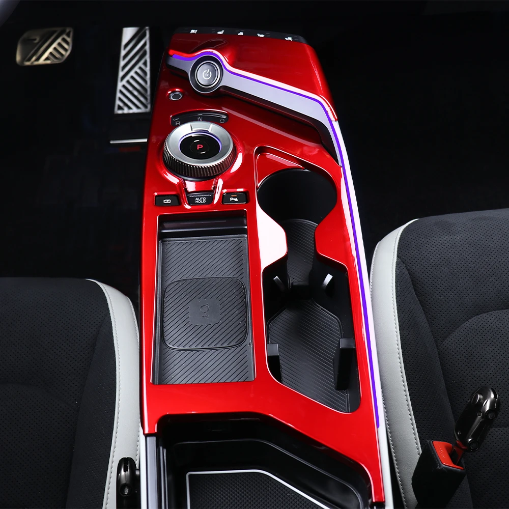 

Car Center Console Trim Frame Fingerprint-enabled Central Gear Shift Protective Cover ABS Material For KIA EV6 2025-2026 LHD