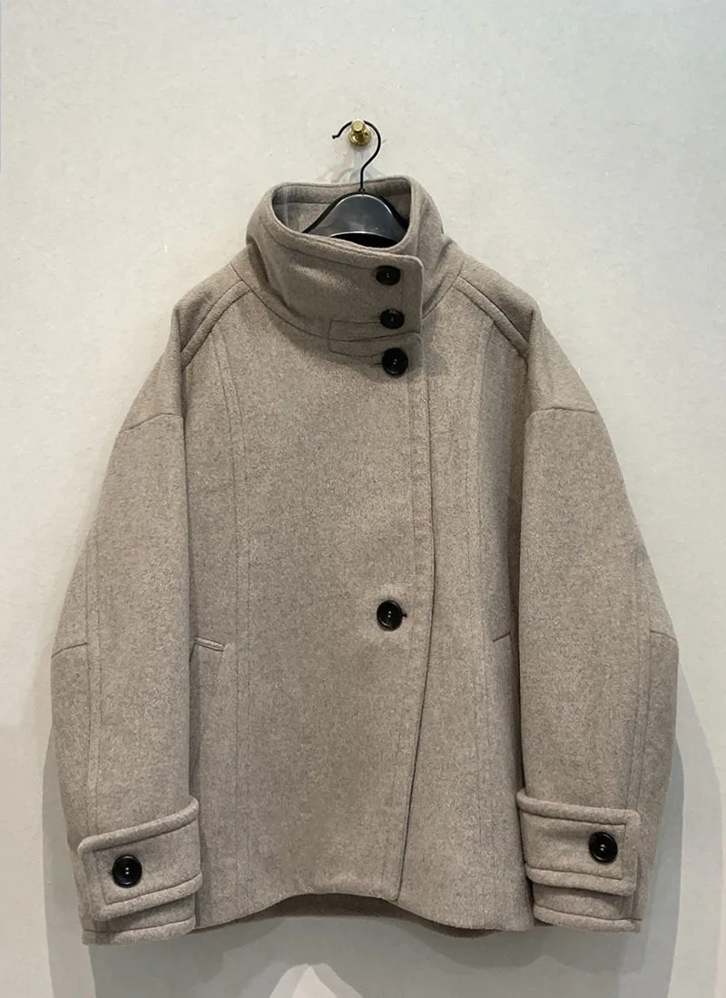 

Винтажная персонализированная уличная одежда, японская винтажная мода с воротником-стойкой, профильная куртка, тонкие шерстяные маленькие желтые пальто