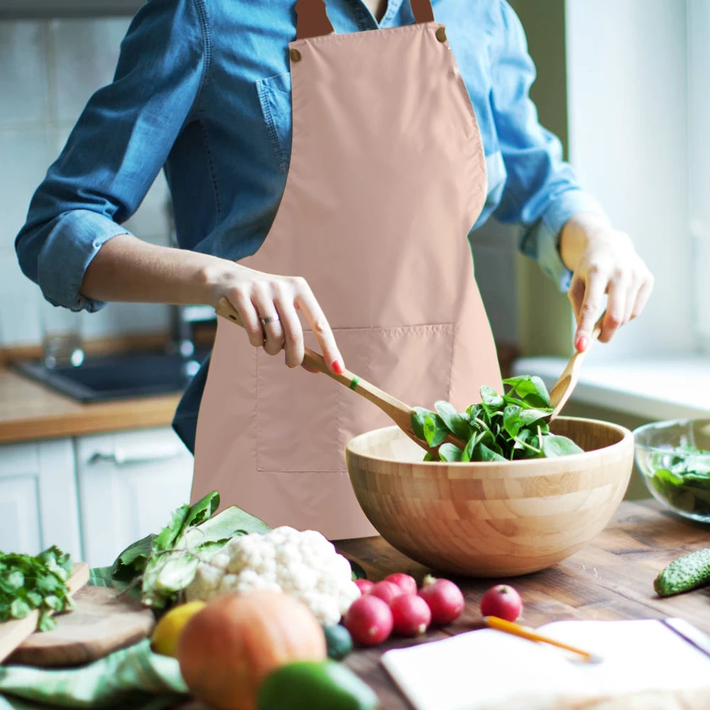 Kitchen Apron Men Women Waterproof Oil-proof Cooking Apron With Front Large Pockets Adjustable Bib Working Apron For Home Chef