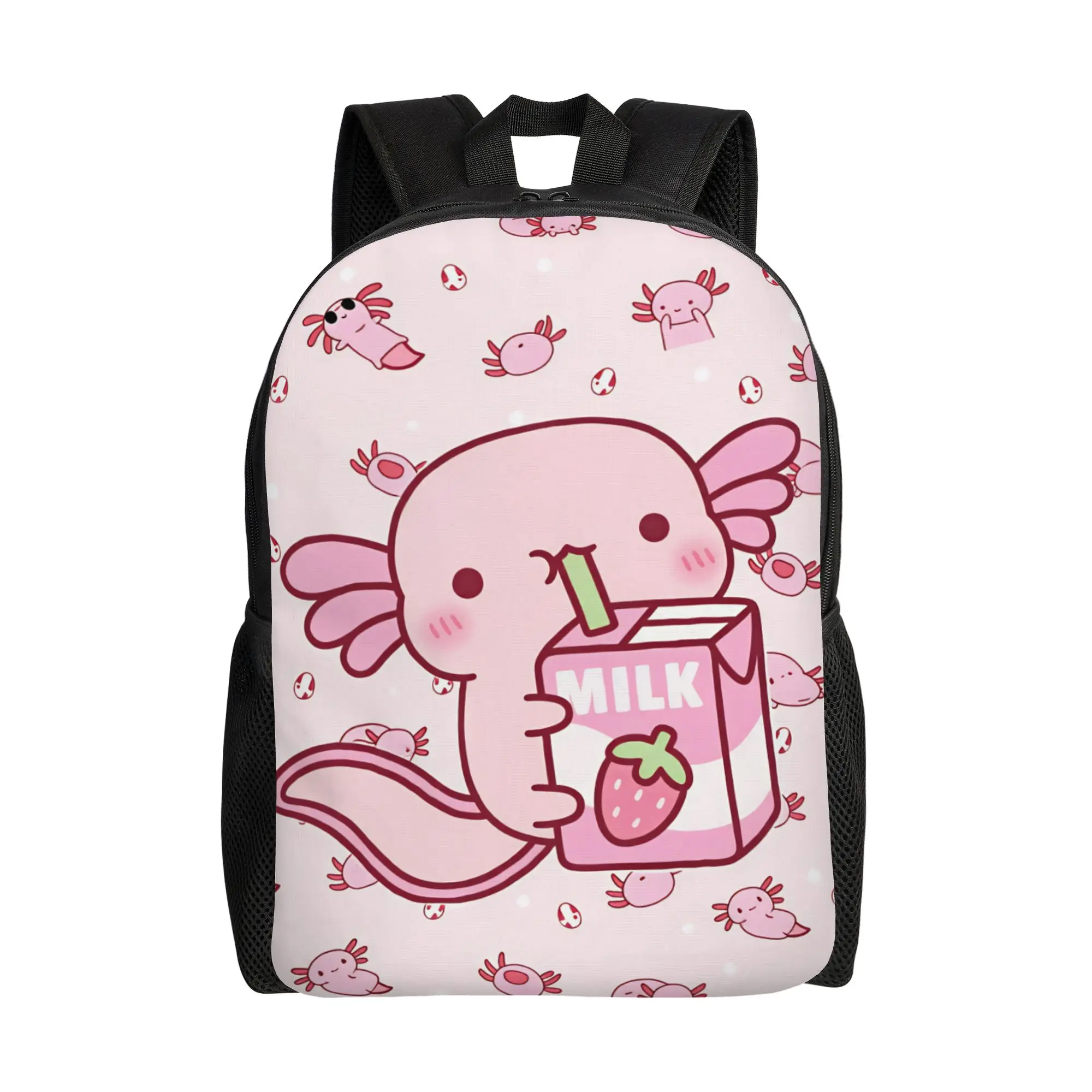 Cute Axolotl  Backpack  Novelty Backpacks Women Men Cycling Durable School Bags Custom Rucksack